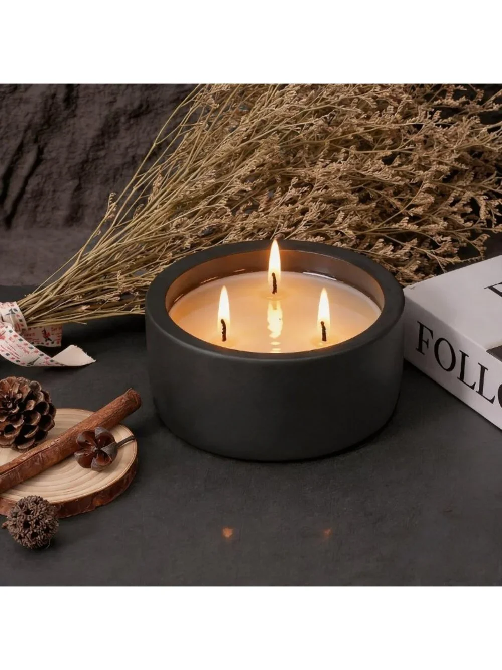 Large 20oz Eucalyptus & Rosemary Scented Candle - 3 Wick Non-Toxic Soy, Matte
